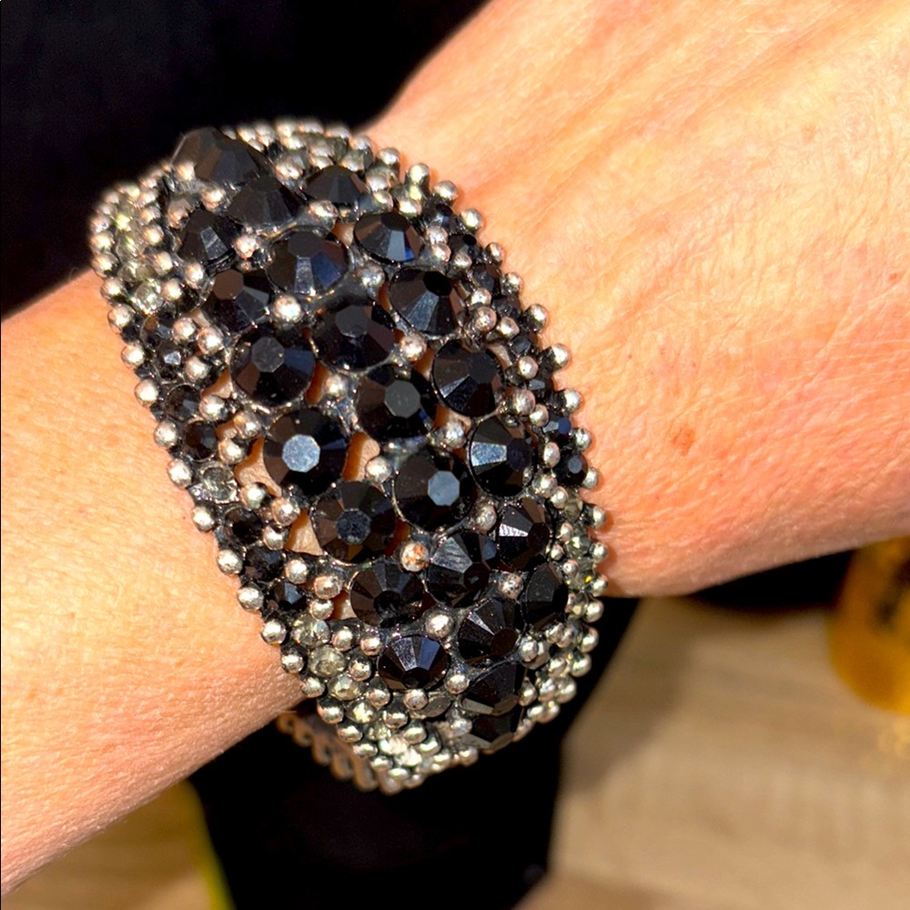 Vintage Black and Silver rhinestone Bracelet